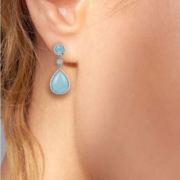 NEW Natural Aquamarine Teardrop Earrings - Picture 5 of 9